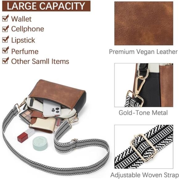 Small Crossbody Purse for Women Leather Handbag Triple Zip Cell Phone Shoulder B - Picture 4 of 7